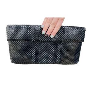 Vintage Whiting & Davis by Leo Narducci 60s Black Mesh Large Evening Clutch Bag